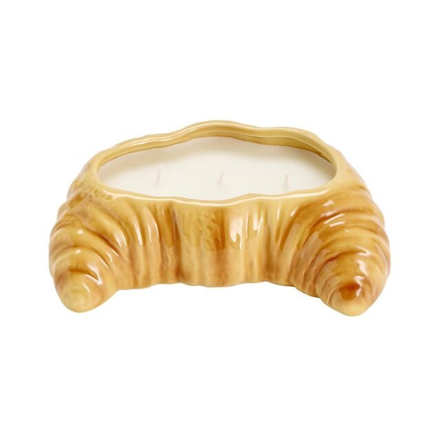 Bougie pot forme croissant c&eacute;ramique 16x10xH5cm