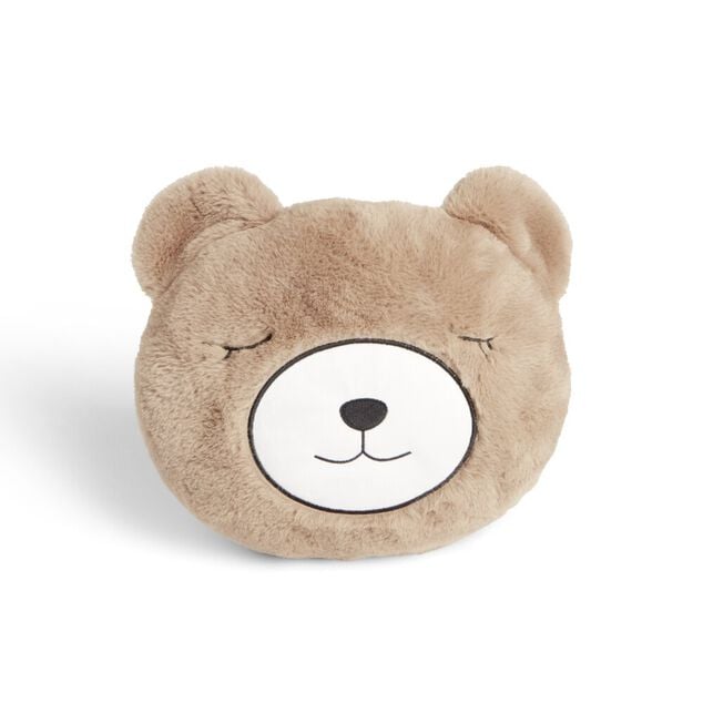 Coussin t&ecirc;te d'ourson polyester marron &Oslash;33cm