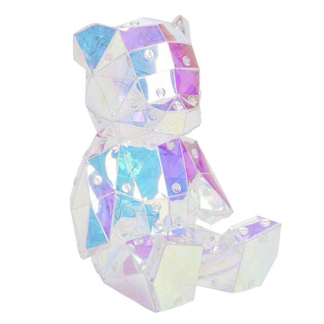 D&eacute;coration lumineuse &agrave; poser ourson holographique 60LED iridescent H19cm