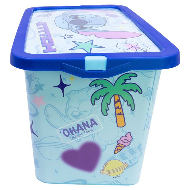 Box de rangement Disney Stitch et Angel 23L plastique bleu 40x30xH27,5cm