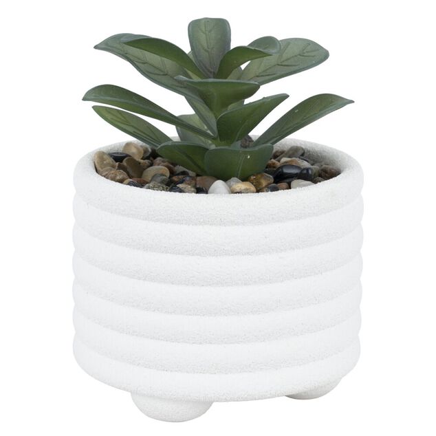 Plante artificielle pot blanc x3 avec plateau