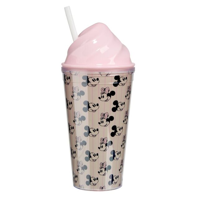Gobelet &agrave; paille Disney Mickey Vintage rose 38cl