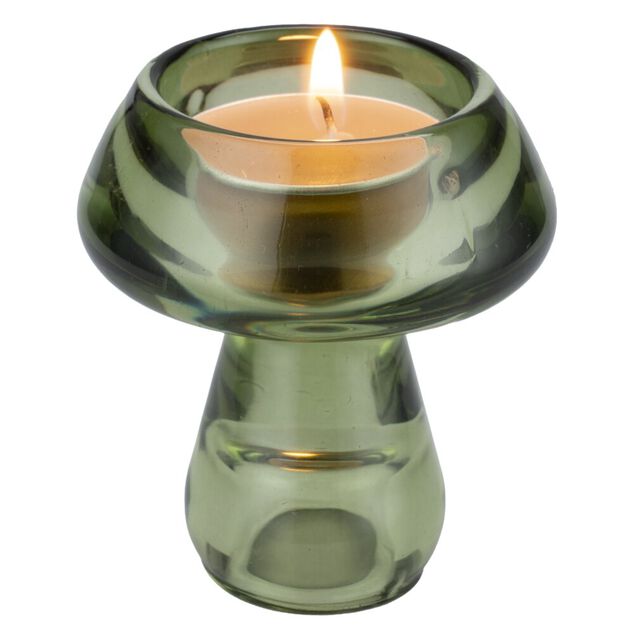Bougeoir forme champignon verre &Oslash;6XH7 cm (3 mod&egrave;les rouge/vert/jaune)