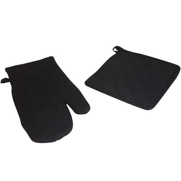 Ensemble gant et manique coton noir