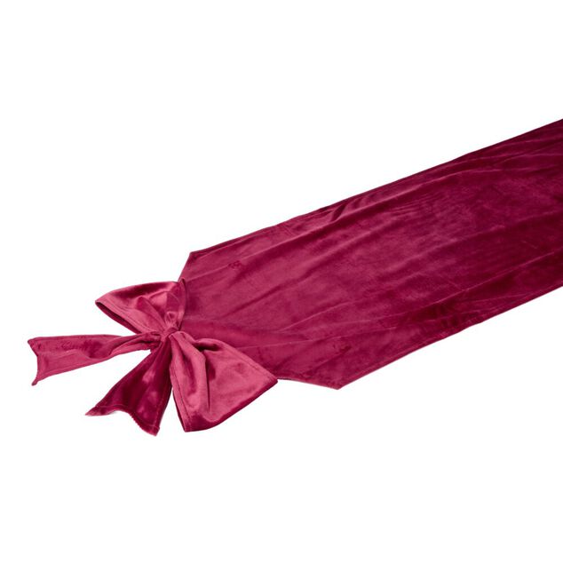 Chemin de table noeud rouge imitation velours L240X32 cm rouge