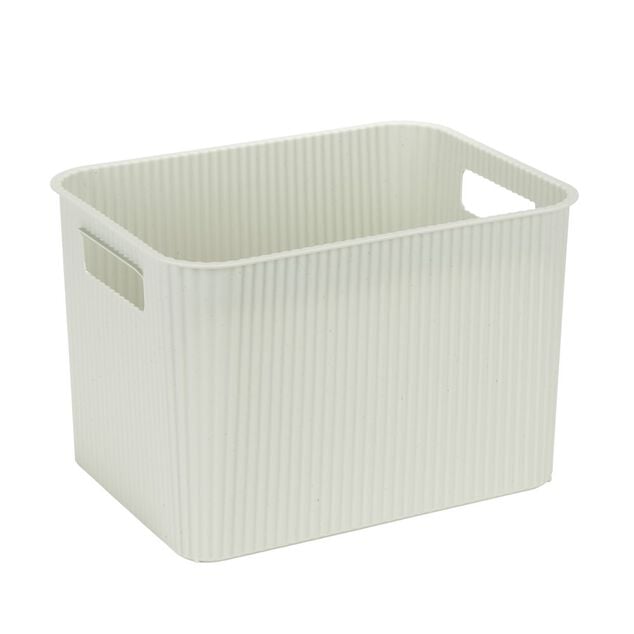 Pani&egrave;re de rangement 14L rectangulaire plastique blanc 35x26,5xH20cm