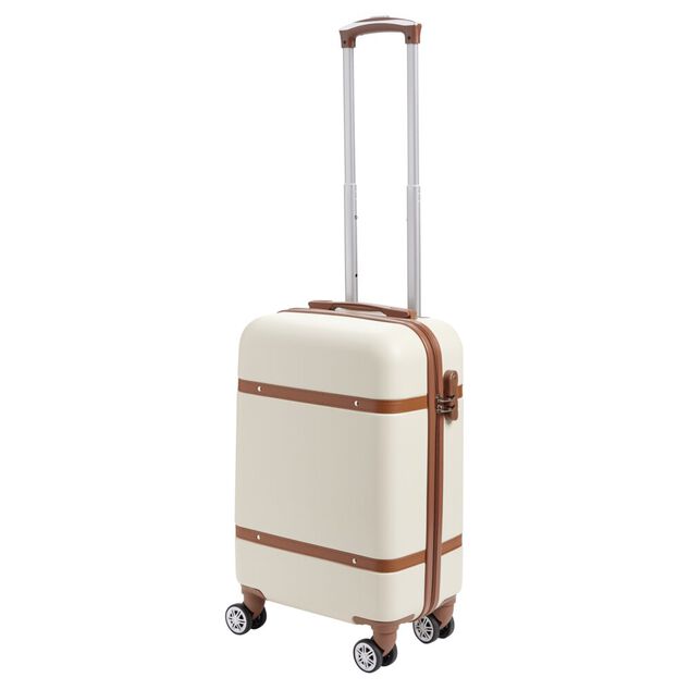 Valise cabine 38L plastique ABS beige avec cadenas à combinaison 4 chiffres