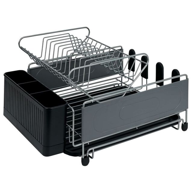 &Eacute;gouttoir extensible en m&eacute;tal et plastique gris 41,5x30xH23,5cm