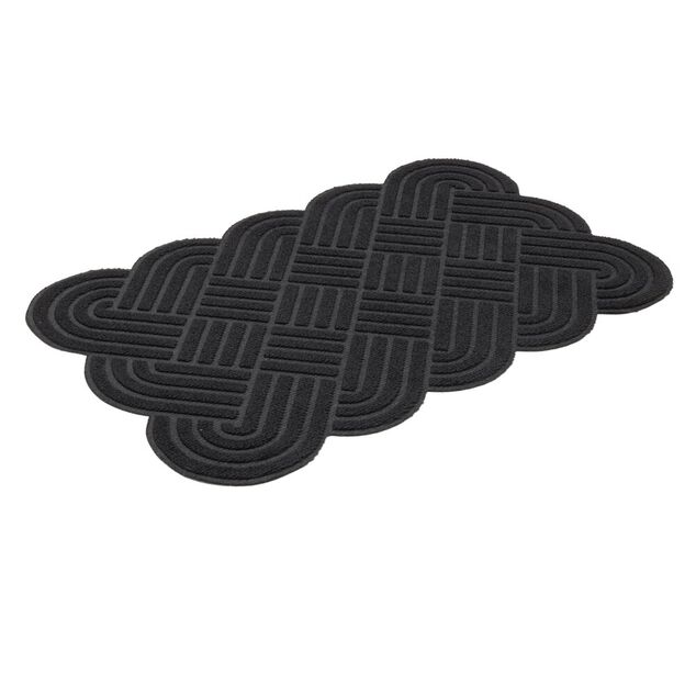 Tapis entr&eacute;e contour vague polyester L80X50 cm (2 mod&egrave;les noir ou marron)