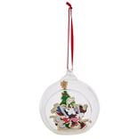 Boule de Noël Disney Mickey Minnie en verre et bois Ø8cm