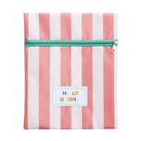 Pochette de plage PVC bayad&egrave;re Hello Sunshine rose et beige 21,5x27cm (2 mod&egrave;les)