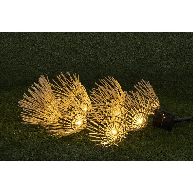 Guirlande solaire Laos lanternes tress&eacute;es 2,7m