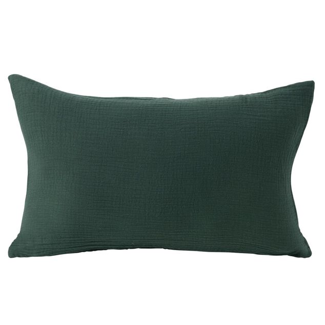 Housse de coussin 30x50cm gaze de coton vert