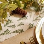 Chemin de table Noël blanc motifs sapins et flocons 3m