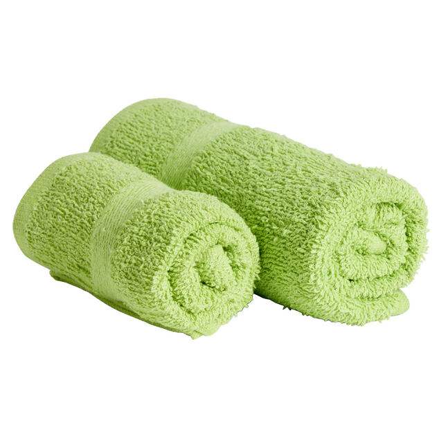 Lot de 2 serviettes de bain coton vert 40x60cm et 55x105cm