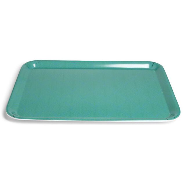 Plateau m&eacute;lamin&eacute; vert uni 45,2x31,4xH2cm