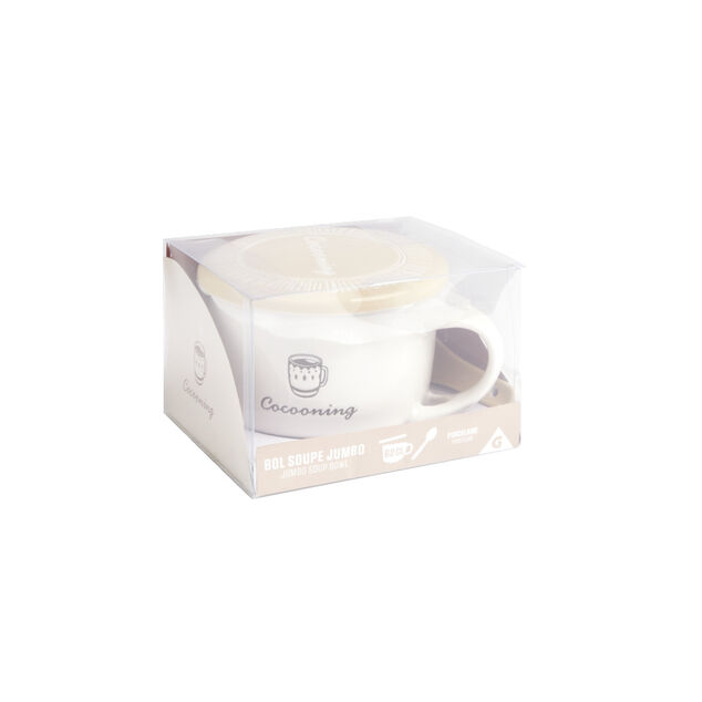 Bol jumbo 62cl avec cuill&egrave;re et couvercle cocooning