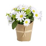 Fleurs artificielles en pot marguerites blanches 13 t&ecirc;tes H21cm