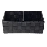 Panière de rangement x3 tissu gris foncé (1 grande et 2 petites)