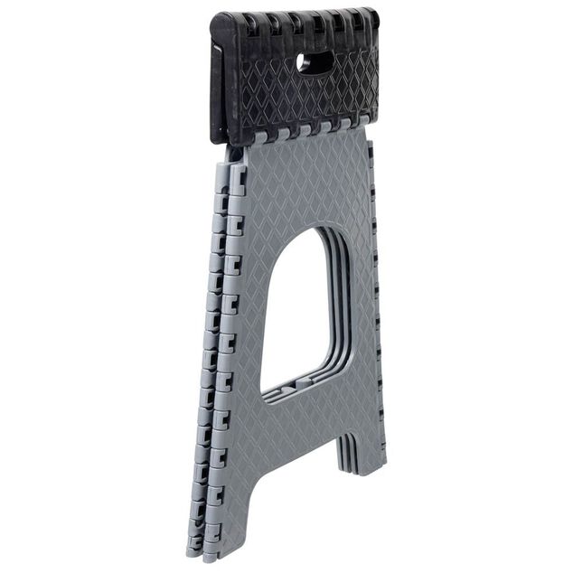 Tabouret pliant plastique noir et gris H44cm