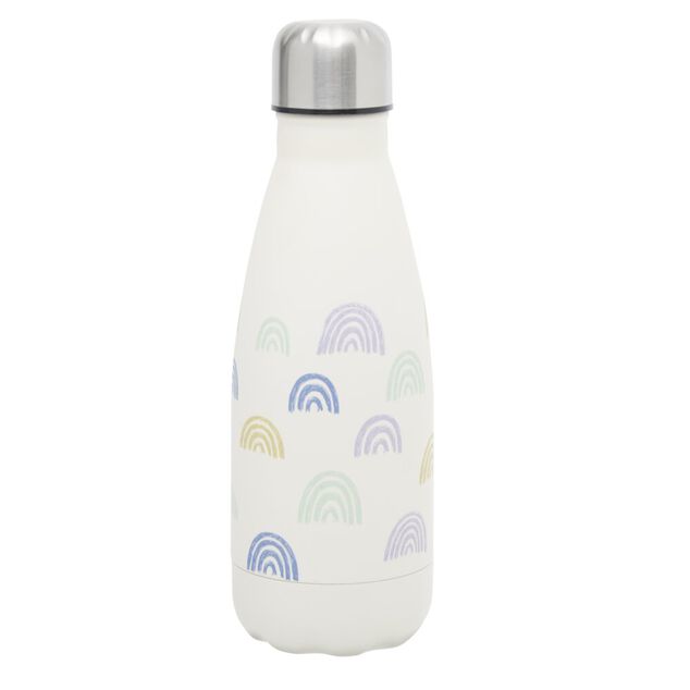Bouteille isotherme blanc motif arc-en-ciel 350ml