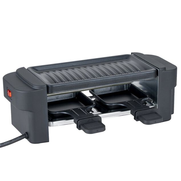 Appareil &agrave; raclette grill 2 personnes 2 spatules en bois L29X10XH11 cm noir
