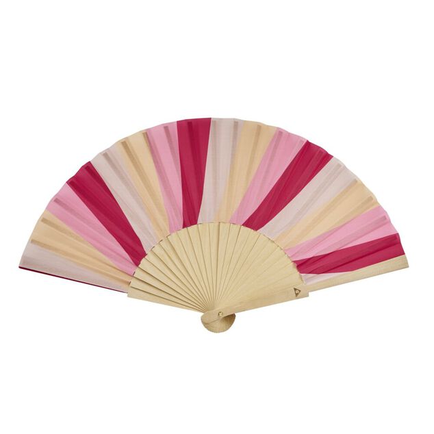&Eacute;ventail en bois beige et rose 42x23cm