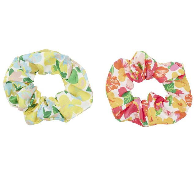 Chouchou en tissu x2 &agrave; motif &Oslash;7cm (2 mod&egrave;les)