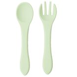 Cuillère et fourchette couverts enfant silicone L14cm (2 modèles)