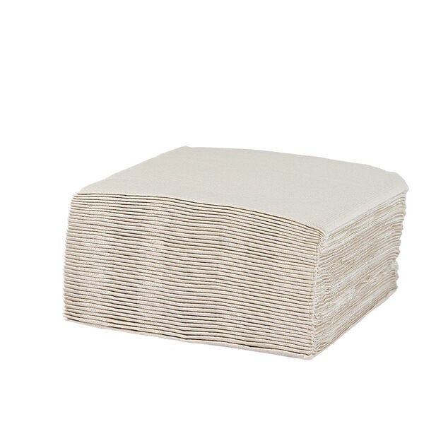 Serviette cocktail carr&eacute;e blanc lin 2 plis en papier x40