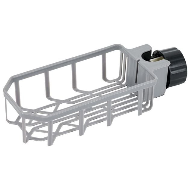 Porte-&eacute;ponge pour robinet plastique gris - L.20xl.9xH.5cm