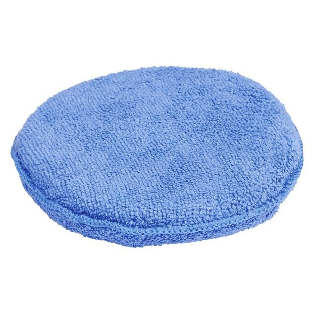 Bloc &eacute;ponge ronde microfibre bleu 15x15cm x2