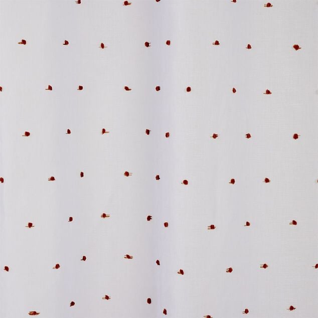 Voilage polyester &agrave; pompon 140x240cm blanc et orange