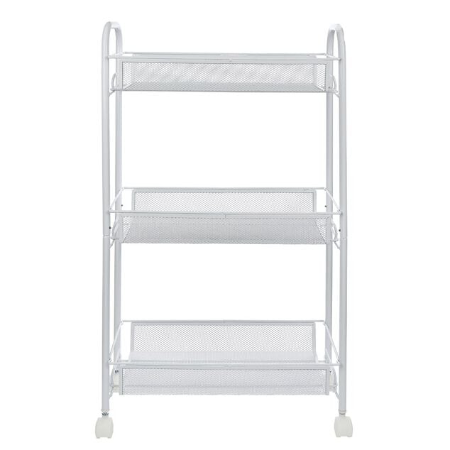 Desserte cuisine 3 niveaux métal blanc