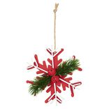 Suspension de Noël Flocon en bois avec décor houx