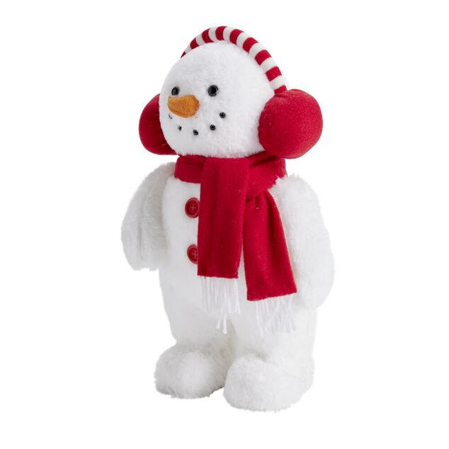 Peluche de No&euml;l bonhomme de neige &agrave; poser 25x19xH37cm