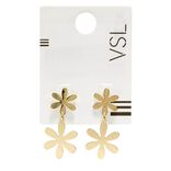 Boucles d'oreilles double fleur m&eacute;tal dor&eacute;