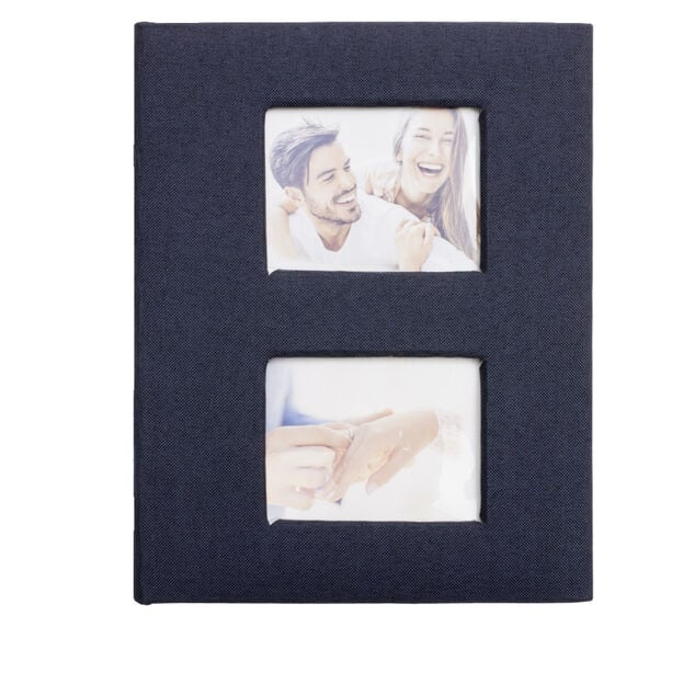Album photo aspect tiss&eacute; 23x18xH5,5cm - 2 mod&egrave;les noir ou beige