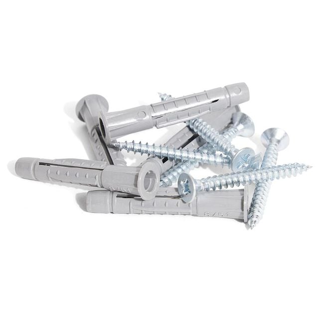 5 chevilles universelles en nylon tous mat&eacute;riaux avec vis - &Oslash;8x50 mm