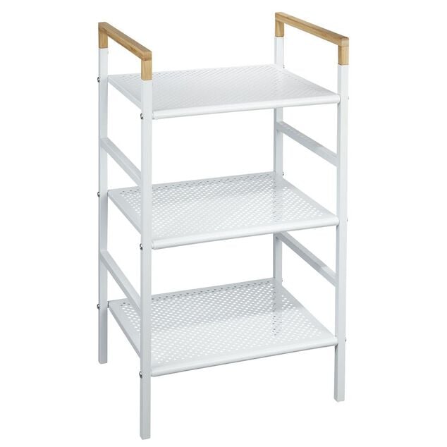 Desserte de salle de bains 3 niveaux m&eacute;tal blanc