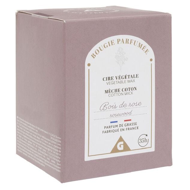 Bougie rose dans verre senteur rose &Oslash;7xH8cm