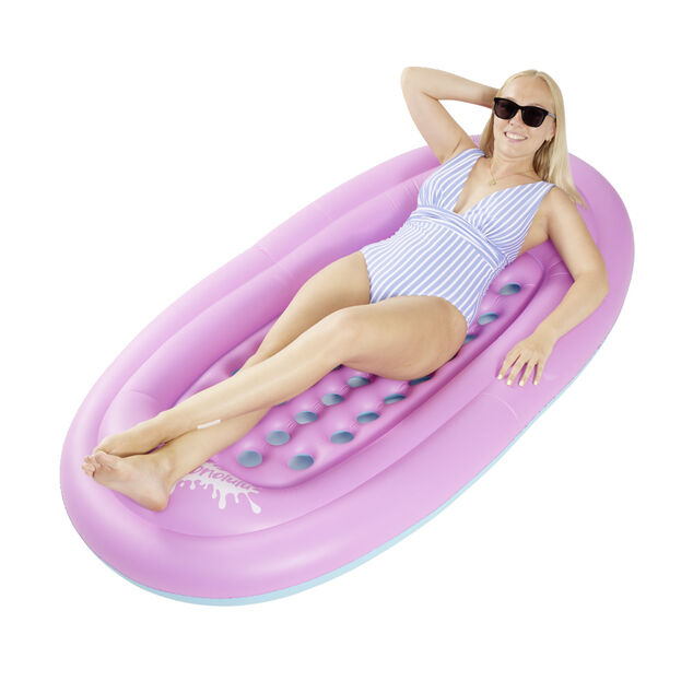 Matelas piscine gonflable plastique 2en1 rose 178x86xH23cm