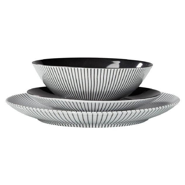 Assiette à dessert rayure noire et blanche Ø20.5cm