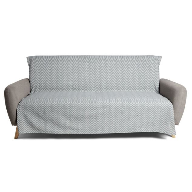 Jet&eacute; de canap&eacute; 170x250cm 100% coton motif chevron gris