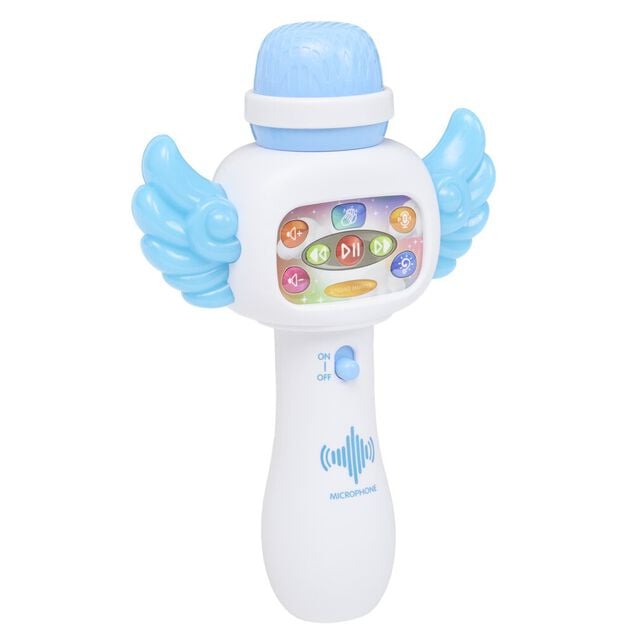 Microphone enfant avec son et lumi&egrave;re plastique L21cm (2 mod&egrave;les bleu ou rose)