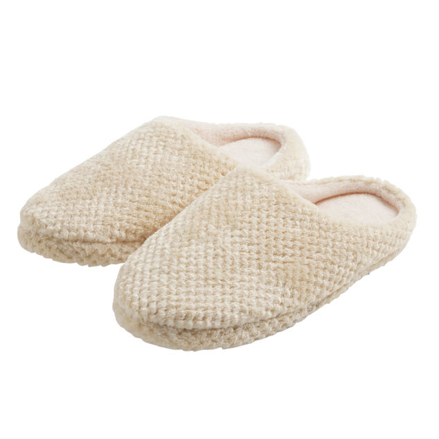 Chaussons mules unisexe beige motif quadrill&eacute; T40/41