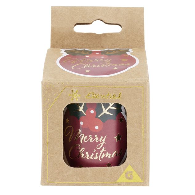 &Eacute;tiquette autocollante No&euml;l x50 houx Merry Christmas rouge th&egrave;me fantasia 5x5cm