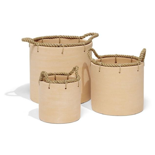Pot terre cuite poign&eacute;e corde &Oslash;21cm