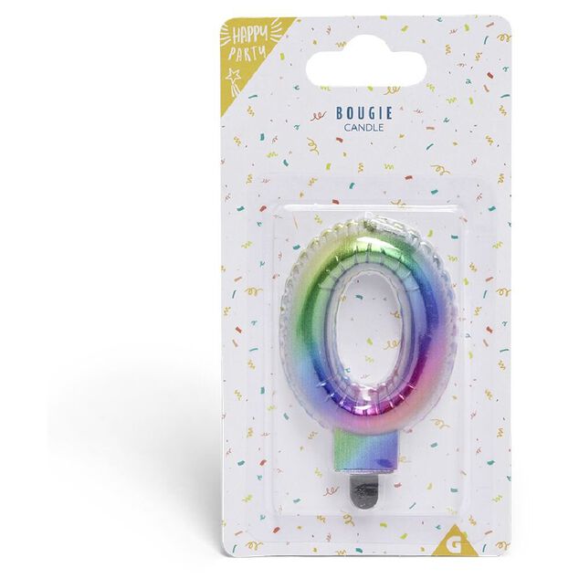 Bougie anniversaire chiffre 0 iridescent