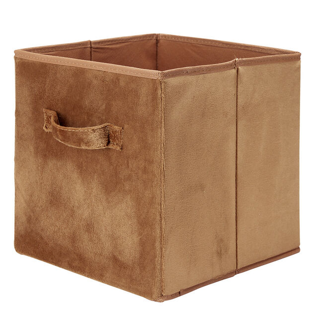 Pani&egrave;re de rangement pliable tissu velours vert 27x27xH27cm